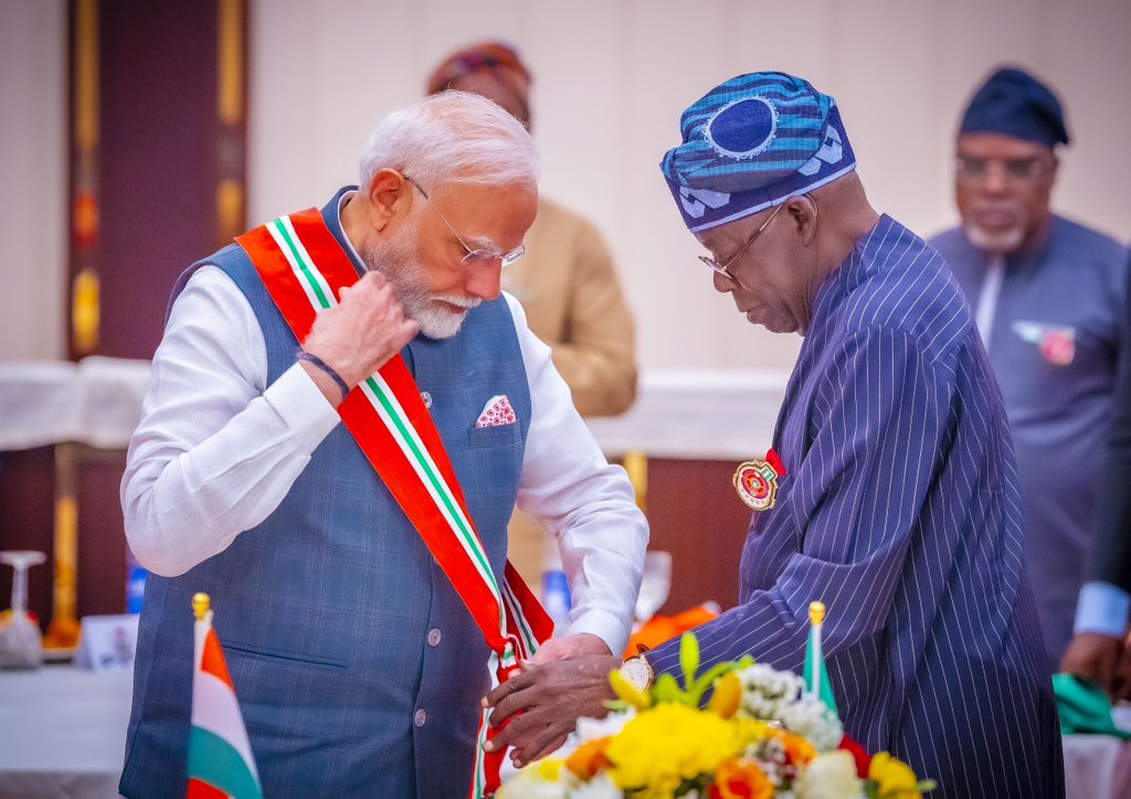 India Prime minister conferred Grand Commander of the Order of the Niger by his Excellency.